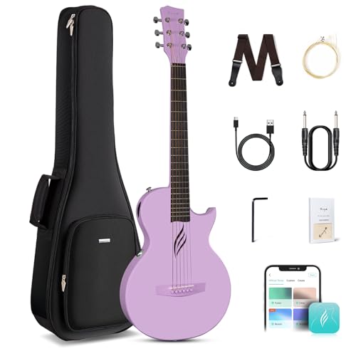 Image of Enya NOVA GO SP1 Carbon Fiber Travel Guitar - 35 inch Acoustic Electric with Smart AcousticPlus Technology, Built-in Effects, USB Recording, Bluetooth Speaker, Beginner Bundle with Gig Bag & Accessories