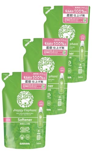 【まとめ買い】 サラヤ ハッピーエレファント 柔軟仕上げ剤 つめかえ用(540ml)×3