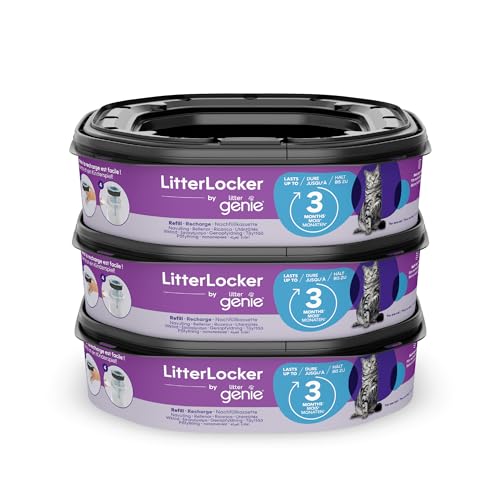 Litter Genie - Lot de 3 recharges XL super capacité octogonales Compatible avec la Poubelle Litter Locker et la Poubelle Fashion - stockage et protection...