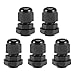 Tool parts NPT1/4 Cable Gland for 3-6.5mm Wire Waterproof Nylon Locknut Black 5pcs