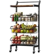 DGSNADGO Slim Rolling Storage Cart, 4-Tier Kitchen Cart on Wheels, Narrow Utility Cart with Handl...