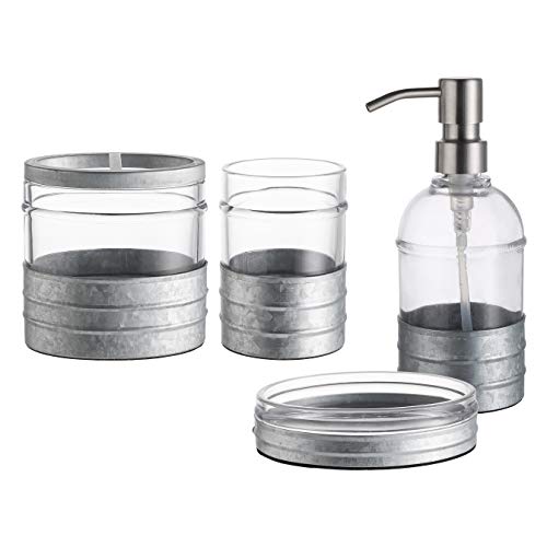 4PCs Heavy Weight Decent Blue Glass Bathroom Accessories Set with