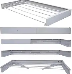 Varal de Teto Retrátil de Aço, 80 cm de Comprimento x 50 cm de Largura