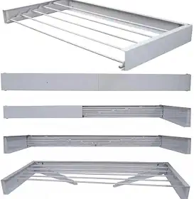 Varal de Teto Retrátil de Aço, 80 cm de Comprimento x 50 cm de Largura
