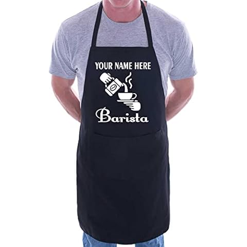 Print4U Personalised Apron Barista Add Your Name Here Coffee Shop Black Cover