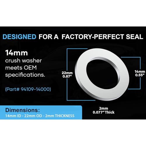 Image of Aluminium Oil Drain Plug Gaskets - 14mm Crush Washer for Leak Proof Sealing - Durable & Reliable Oil Plug Washer - Compatible with Honda & Acura Part# 94109-140-00 (Pack of 10)