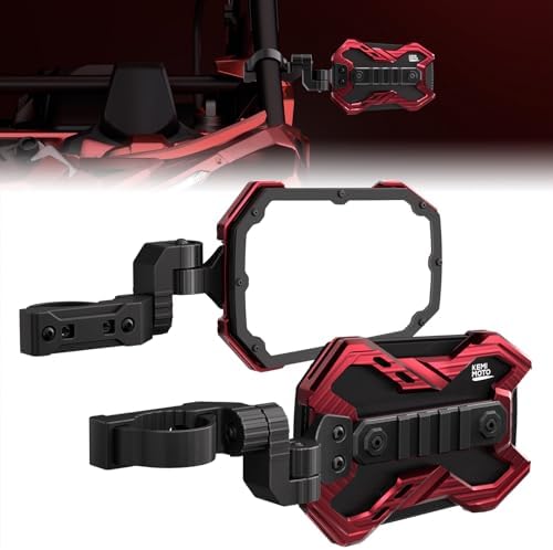 KEMIMOTO Billet Aluminum UTV Side Mirrors with Integrated Adjusta...