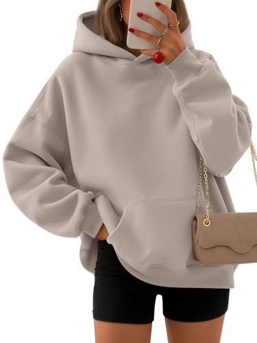 EFAN Womens Hoodies Oversized Sweatshirts Pullover Fleece Sweaters Long Sleeve Winter Fall Outfits Fashion Y2k Clothes CoffeeGrey L