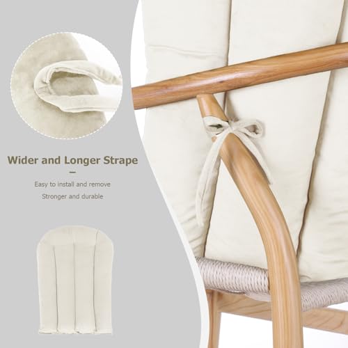 Image of Lucky Monet 5PCS Velvet Glider Rocker Replacement Cushions, Thickened & Supportive Rocking Chair Cushion Set with 29.5 Inch High Backrest & Storage Pockets, for Indoor Nursery Glider, Beige