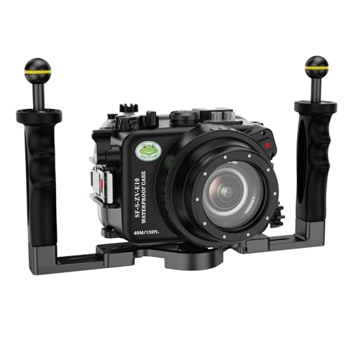 Ficha técnica Seafrogs Carcasa subacuática para Sony ZV-E10 con puerto domo WA005F 40 m 130 pies Funda impermeable para Sony Alpha ZV-E10 con FE 16-35 mm F4 E 18-105 mm F4 - Fernando Cortés