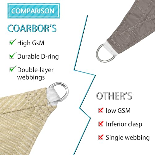 Coarbor-8-x-12-Sun-Shade-Sail-Rectangle-Canopy-Sunshine-Block-Heavy-Duty-Shade-Sails-for-Outdoor-Patio-Carport-Backyard-Garden-Deck-Beige Coarbor 8 x 12 Sun Shade Sail Rectangle Canopy Sunshine Block Heavy Duty Shade Sails for Outdoor Patio Carport Backyard Garden Deck Beige
