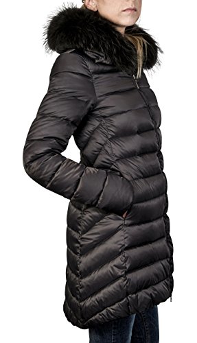 SOVENTUS FASHION Damen Jacke Echtfell Winterjacke Daunen Winter Daunenmantel leicht anthrazit Gr.34 Cover