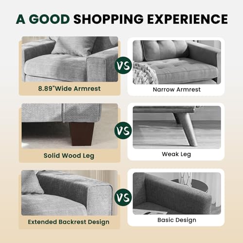 Image of DOPEDIO Modern Living Room Sofa Set, 71.25 inch Chenille Loveseat with 2 Accent Chairs, Removable Covers, Spring Cushions, Solid Wood Frame, Easy Assembly(71.25inch+2 Single,Light Gray)