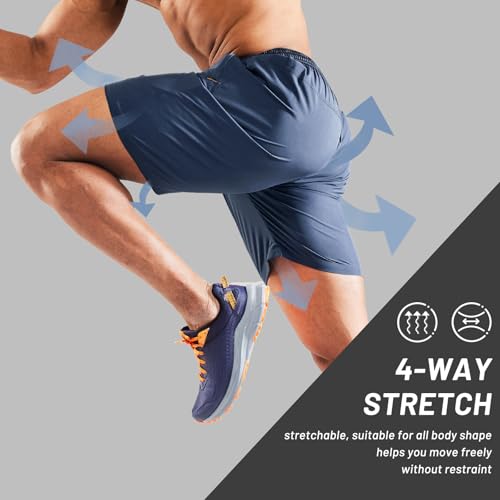 Image of MIER Men's Quick Dry Running Shorts with Zipper Pocket Elastic Waist Athletic Workout Exercise Shorts
