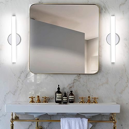 OOWOLF LED Vanity Light, 12W 17.3in Bathroom Vanity Lamp 1200LM Bathroom Lighting Fixture Wall Lamp Make-up Mirror Front Light, 4000K Natural White