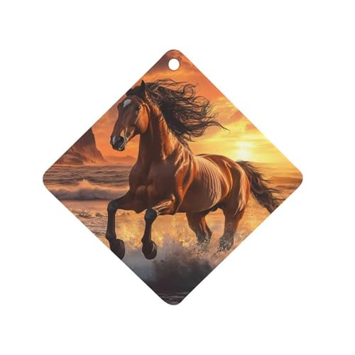 Galloping Horse Car Air Freshener Hanging Aromatherapy Tablets for Car Accessories Rhombus