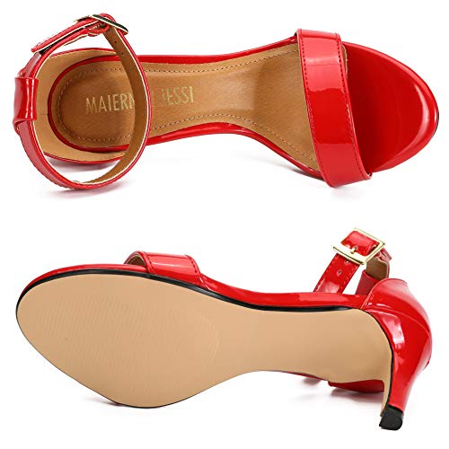 Image of MAIERNISI JESSI Unisex Men's Women's Ankle Strap Heeled Sandals, Open Toe, Buckle Closure, Kitten High Heel