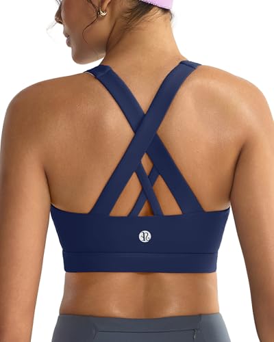 Image of RUNNING GIRL Sports Bras for Women,Padded Strappy Sports Bras Criss-Cross Back Medium Support Sports Bras with Removable Cups