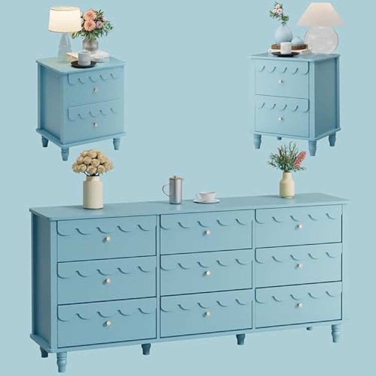 blue scalloped dresser Handsome Henry's Dresser French White