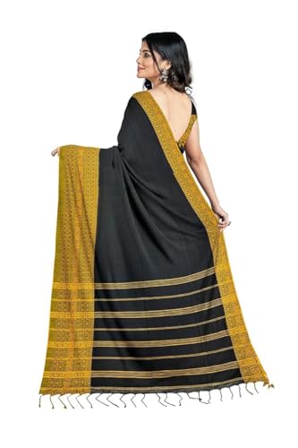 Image of eC ESHA'S COLLECTION Women's Cotton Blend Begumpuri Handloom Saree With Unstitched Running Blouse Piece