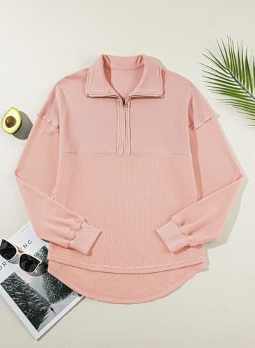 Image of SHEWIN Women Fall Sweatshirt Casual Half Zip Pullover Fall Top 2026 Clothes