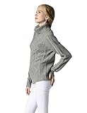  Stillluxury - Pull - Tunique - À Rayures - Col Tunisien - Manches Longues - Femme - Gris - Large