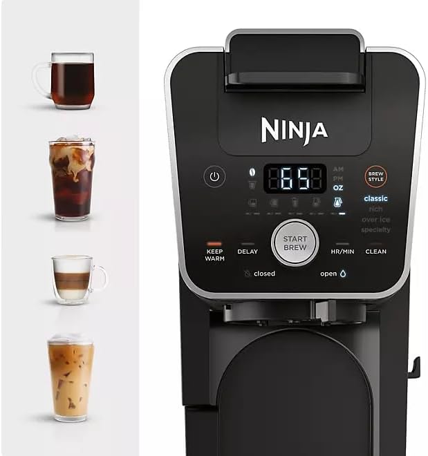 A hand adding coffee grounds to the brew basket of the Ninja DualBrew PRO XL.