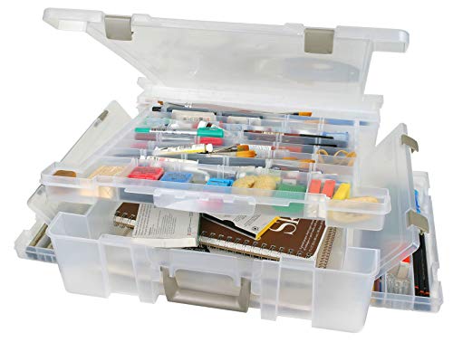 ArtBin 6981AB Super Satchel Deluxe Divided Base, Large Portable Art & Craft Organizer with Drawers, [1] Plastic Storage Case, Clear by ArtBin - Image 4