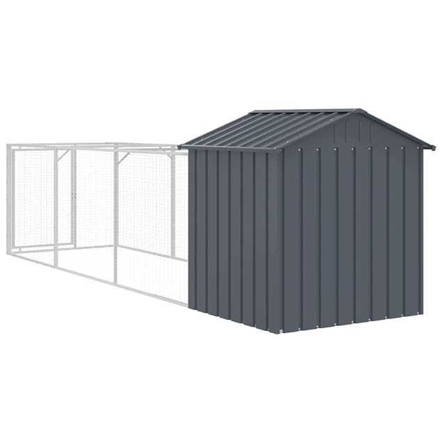 Foto 6 de 7 de vidaXL Caseta Perros con tejado Acero galvanizado Gris 117x405x123 cm