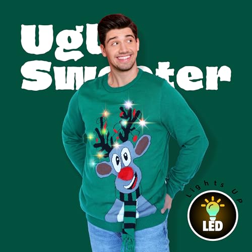 Blackbark Led Ugly Christmas Sweater - Light Up, Novelty Long Sleeve, Funny Knitted Pullover With Lights For Men Women 2 Blackbark Led Ugly Christmas Sweater