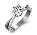 Xiangling Solitaire Cubic Zirconia CZ Wedding Engagemant Ring 6 Prongs 18K White Gold Plated Size 8