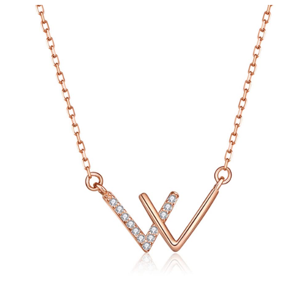 Collier lettre W en argent femme tendance ras du cou délicat