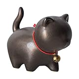 HEER Ceramic Cat Statues Collection and Figurines Home Decor, Handmade Modern Cute Cat Ornaments Gifts for Animal Lovers (Brown Cat)