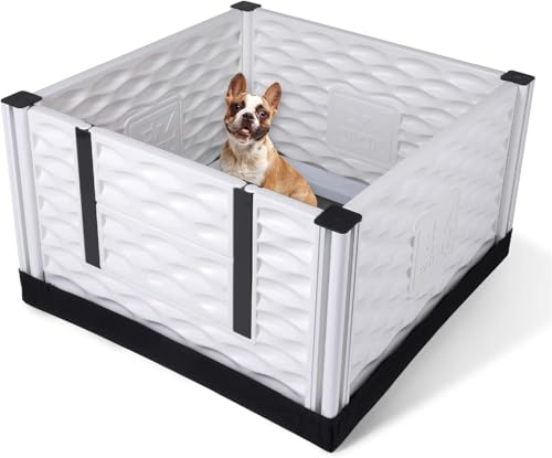 EZwhelp EZclassic Small Padded Dog Whelping Box with Rails, Puppy Whelping Supplies, 28" x 28", Gray