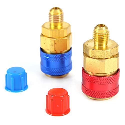 Adaptadores de latón Akozon para aire acondicionado automotriz R134a, acoplador rápido para lado alto y bajo miniatura 4