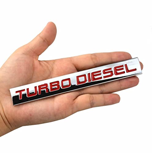 Image of 1x Turbo Dei-sel Badge Nameplate Chrome Finish Metal Fender Sticker Fit for Trunk Hood Door (Chrome Red)