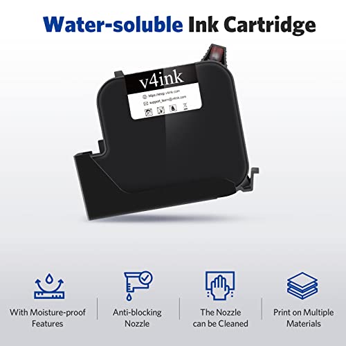 V4Ink Original Aqueous Water-Based Ink Cartridge Eb21B (1 Inch) Replacement Bentsai B30 | B35 |B80| B85 Handheld Inkjet Printer (Black, 1-Pack) #TOP4