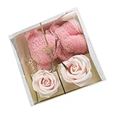 [lisusut] ソープフラワー ミニブーケ ソープフラワー 造花 バラ型 可愛いくま クマ型タオル ギフトセット 枯れないお花 セット プチギフト ケース入り ギフト 誕生日 記念日 母の日 クリスマス プレゼント 卒業式 謝恩会 開業 開店 結婚 ホワイトデー ギフトボックス (1 ピンク)