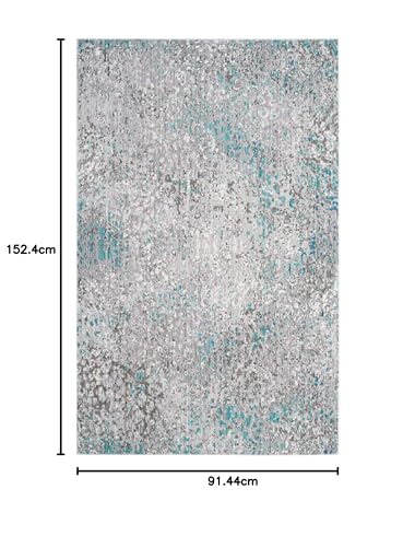 Safavieh Metro-Mod Indoor Woven Rectangle Area Rug, Mystique Collection, MYS977, in Grey / Light Blue - Image 3