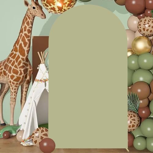 SOMUAUY Sage Green Arch Cover Wedding Arch Stand Covers 4FT Arched Backdrop Cover Spandex Arch Covers Stretchy Backdrop for Arch Wall Panels Chiara Back Drop Cover Baby Shower Party Decorations by SOMUAUY - Used condition - US$11.04