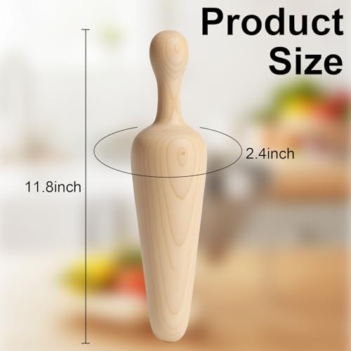 Image of Blushtier 11.8'' x 2.4'' Wooden Chinois Pestle Cone Shaped Kitchen Pestle for Sauces, Soups, Purees, Jams, and More