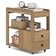 FANTASK Beistellwagen Bürocontainer schmal, 65 x 30 x 62 cm mobilen Beistelltisch mit 2 Schubladen & Ablagen, Druckertisch mit Rollen