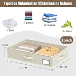 Under Bed Storage with Wheels, No Assemble Required 5.5 inches height beige under bed storage bins,Low Profile Rolling Underbed Shoe Storage containers，dorm underbed storage drawers - Image 4