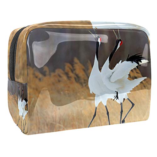 Preisvergleich Produktbild Kosmetiktasche / Make-up-Tasche für Damen, mit Reißverschluss, multifunktional, Motiv: tanzende Kraniche, 1 Paar