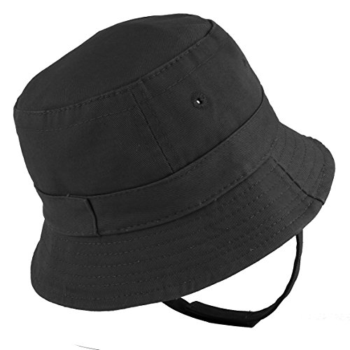Trendy Apparel Shop Infant Baby's 100% Cotton Bucket Hat With Adjustable Chin Strap - Black #TOP1