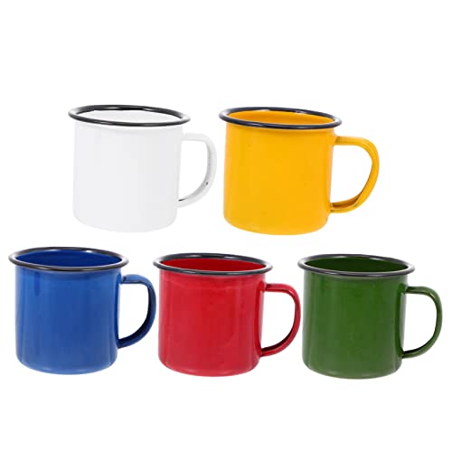 Imagen de EXHUMKY 5piezas Tazas Esmaltadas Vintage Pequeñas para Vino y Bebidas Variadas Diseño Resistente y Superficie Lisa Capacidad Amplia y Agarre Cómodo Color Aleatorio