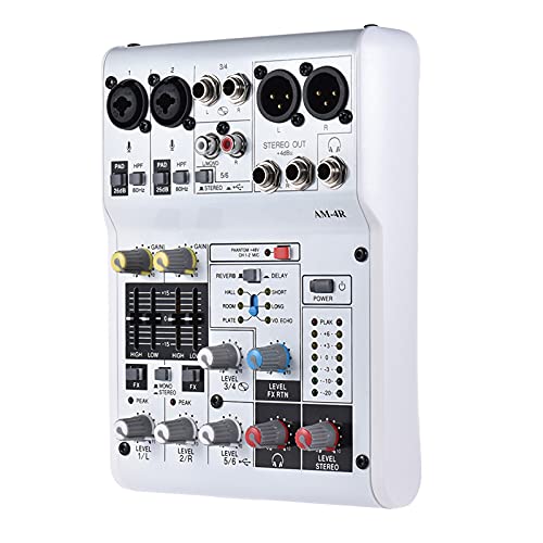 Tomshin AM-4R Console de mixagem de mixagem de áudio digital de 6 canais integrado Suporte de alimen