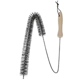 Alipis Spazzola per Pulizia Tubi e Serpentine Frigorifero Manico in Legno, Asta Flessibile in Acciaio Inox e Setole Lunghe, per Ventilazione e Filtri Stili multipli