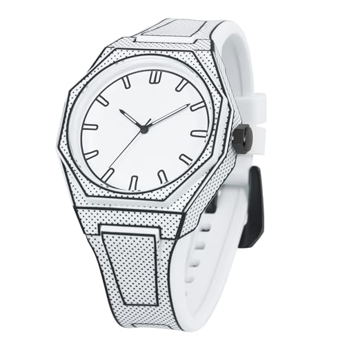 BARAMON Watches for Men Fashion Sketch Anime Series Quartz Analog Watch Stylish Creative Minimalist Casual Men's Wristwatch Waterproof Sport Silicone Band