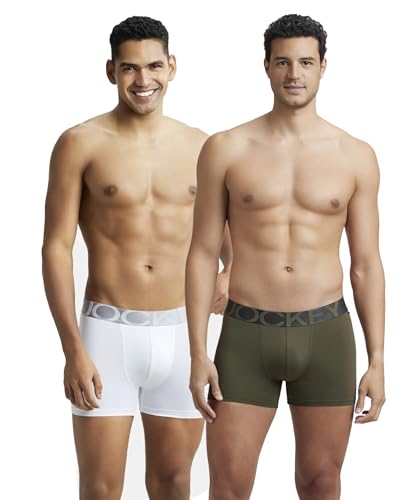 Image of Jockey IC28 Men's Tactel Microfiber Elastane Stretch Solid Trunk with Moisture Move Treatment (Pack of 2)